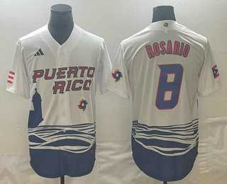Mens Puerto Rico Baseball #8 Eddie Rosario 2023 White World Classic Stitched Jerseys->2023 world baseball classic->MLB Jersey
